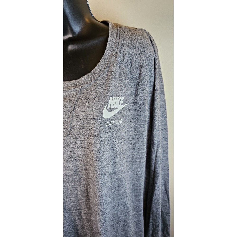 Nike Gym Vintage Crew Neck Womens 3X Light Gray AH2862 Shirt Organic Blend - Picture 2 of 6
